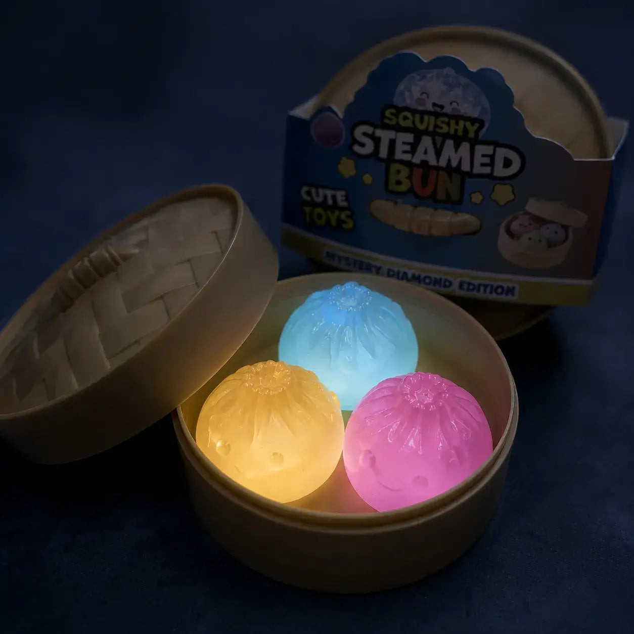 Glow-in-the-Dark Mini Steamed Bun Squishy Set: