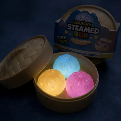 Glow-in-the-Dark Mini Steamed Bun Squishy Set: