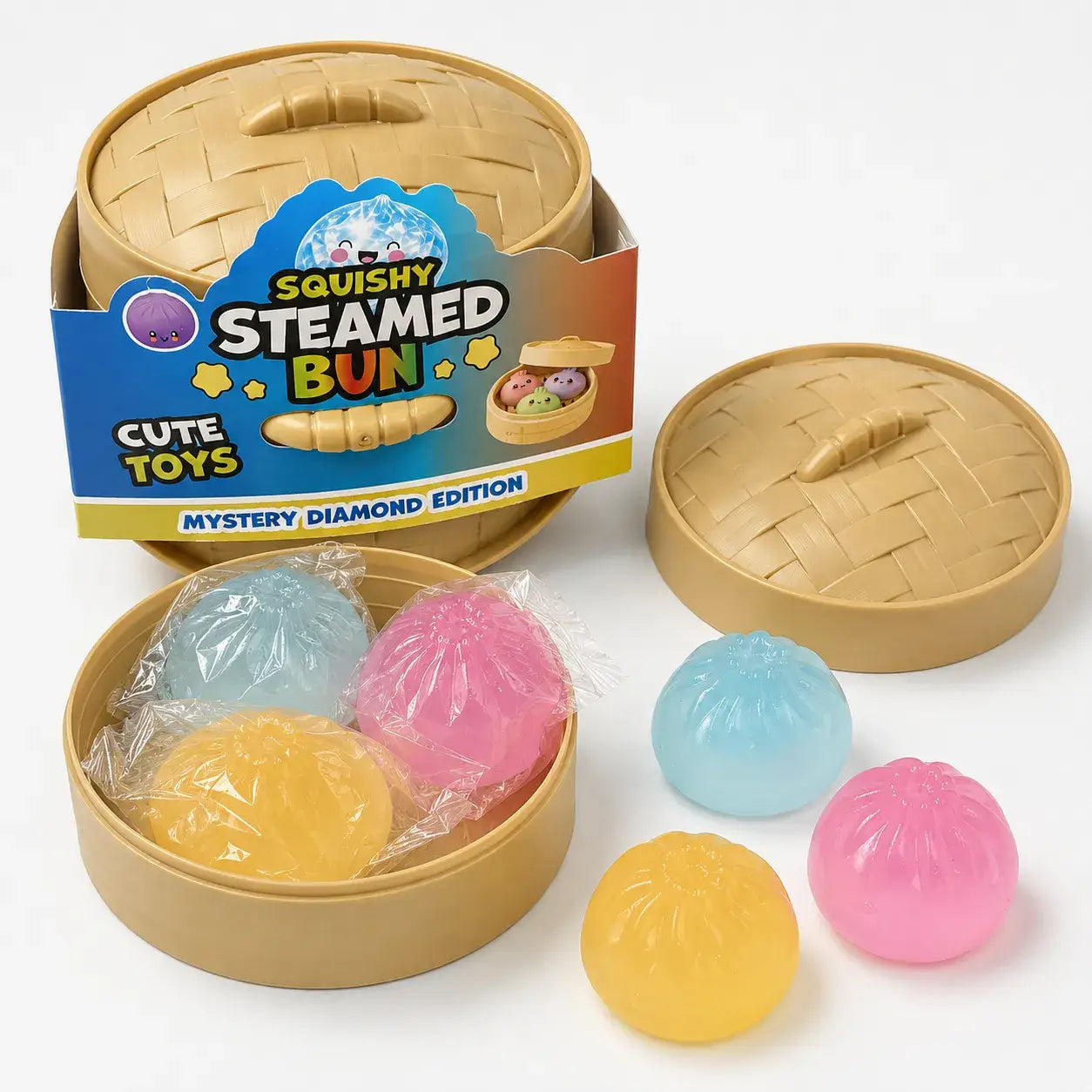 Glow-in-the-Dark Mini Steamed Bun Squishy Set: