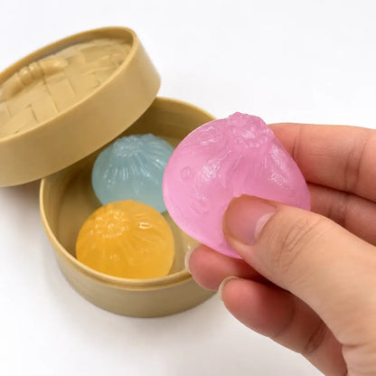 Glow-in-the-Dark Mini Steamed Bun Squishy Set: