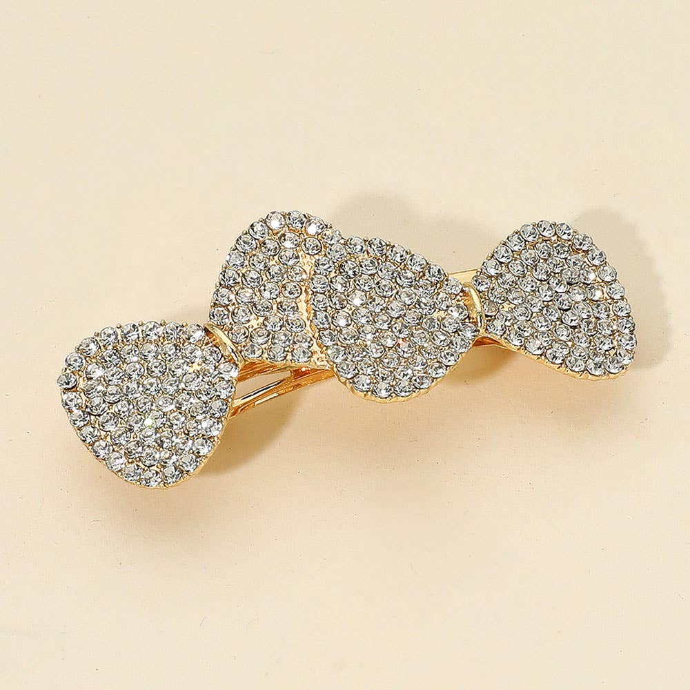 Rhinestone Double Bow Barrettes