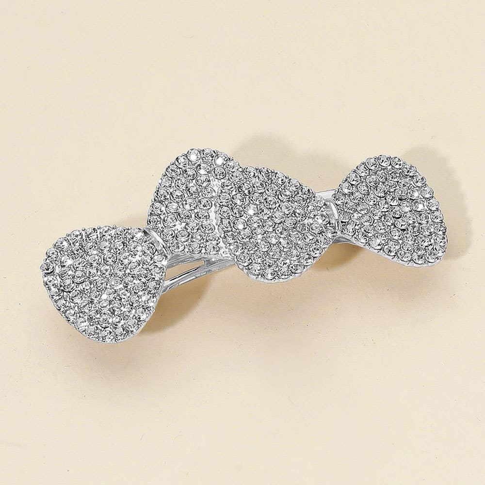 Rhinestone Double Bow Barrettes